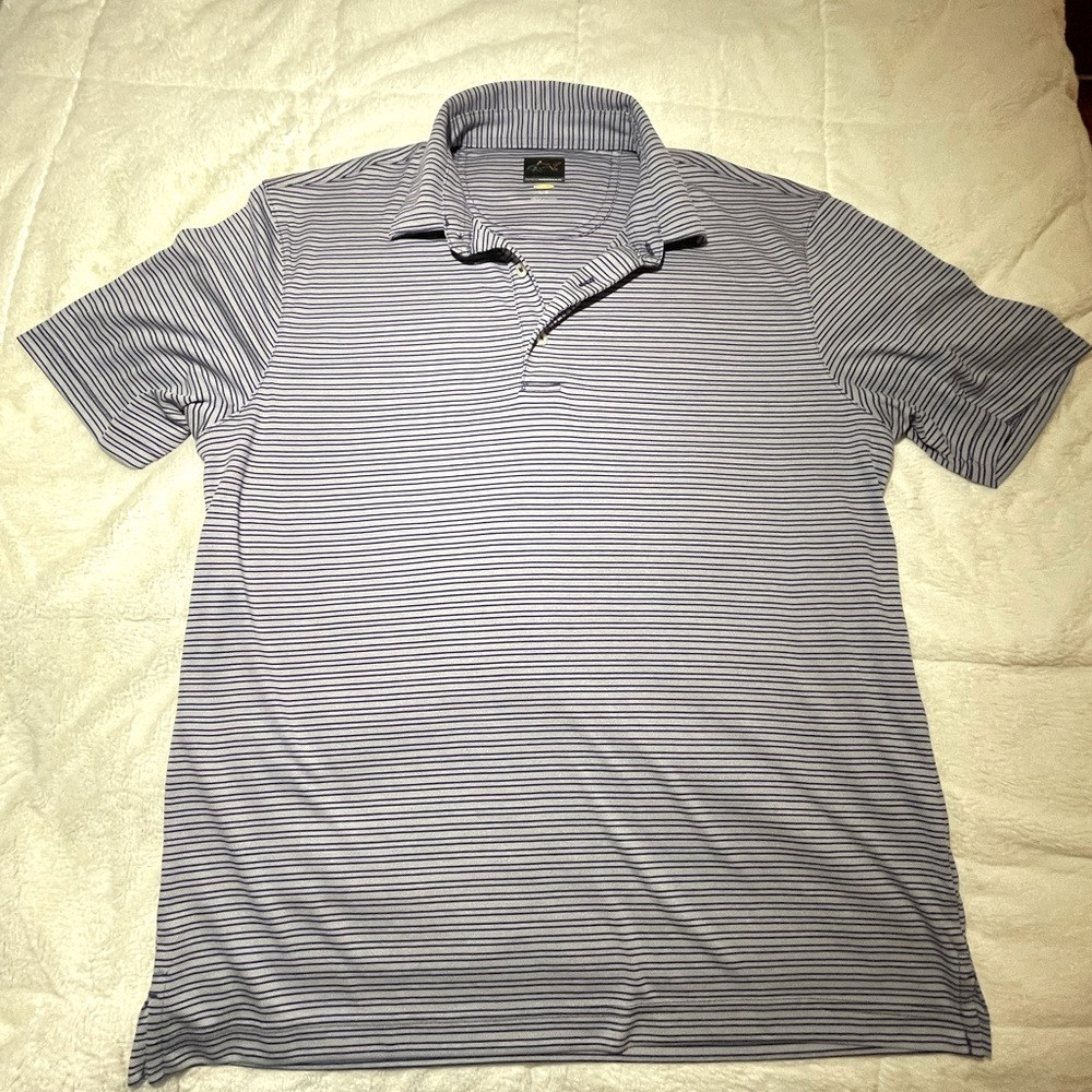 Greg Norman Men’s Play Dry golf shirt size large purple stripe